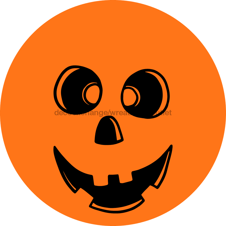 Wreath Sign Pumpkin Face Decoe-2356 For Round 10 Wood