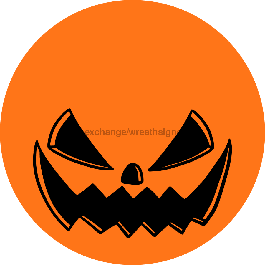 Wreath Sign Pumpkin Face Decoe-2357 For Round 10 Metal