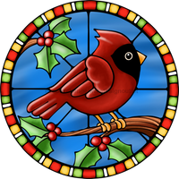 Thumbnail for Wreath Sign, Red Cardinal Sign, Christmas Sign, Stained Glass, DECOE-1103, Sign For Wreath, DecoExchange - DecoExchange¬Æ