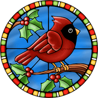 Thumbnail for Wreath Sign, Red Cardinal Sign, Christmas Sign, Stained Glass, DECOE-1103, Sign For Wreath, DecoExchange - DecoExchange