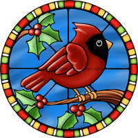 Thumbnail for Wreath Sign, Red Cardinal Sign, Christmas Sign, Stained Glass, DECOE-1103, Sign For Wreath wood wreath sign, 18 round, christmas