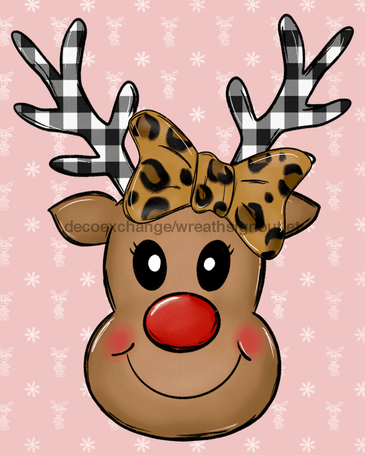 Wreath Sign, Reindeer Sign, Animal Print Christmas Sign, 8x10"Metal Sign DECOE-682, Sign For Wreath, DecoExchange - DecoExchange