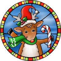 Thumbnail for Wreath Sign, Reindeer Sign, Christmas Sign, Stained Glass, DECOE-1115, Sign For Wreath, DecoExchange - DecoExchange¬Æ