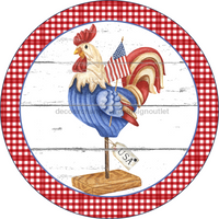 Thumbnail for Rooster Patriotic 10" Metal Wreath Sign - DECOE-254
