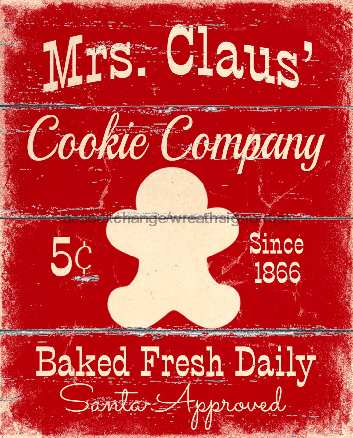 Wreath Sign, Rustic Christmas Sign, Cookie Sign, 8x10"Metal Sign DECOE-771, Sign For Wreath, DecoExchange - DecoExchange