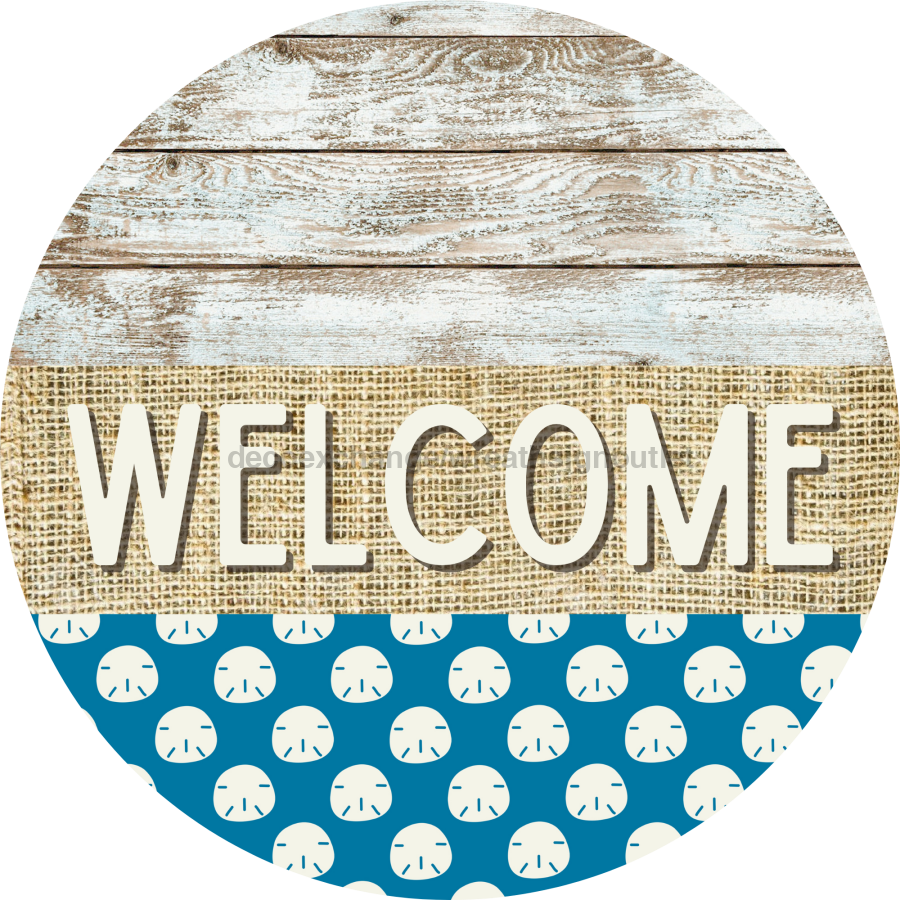 Wreath Sign, Sand dollar Sign, Crustaceancore Sign, DECOE-2090, Sign For Wreath, Round Sign, DecoExchange - DecoExchange¬Æ