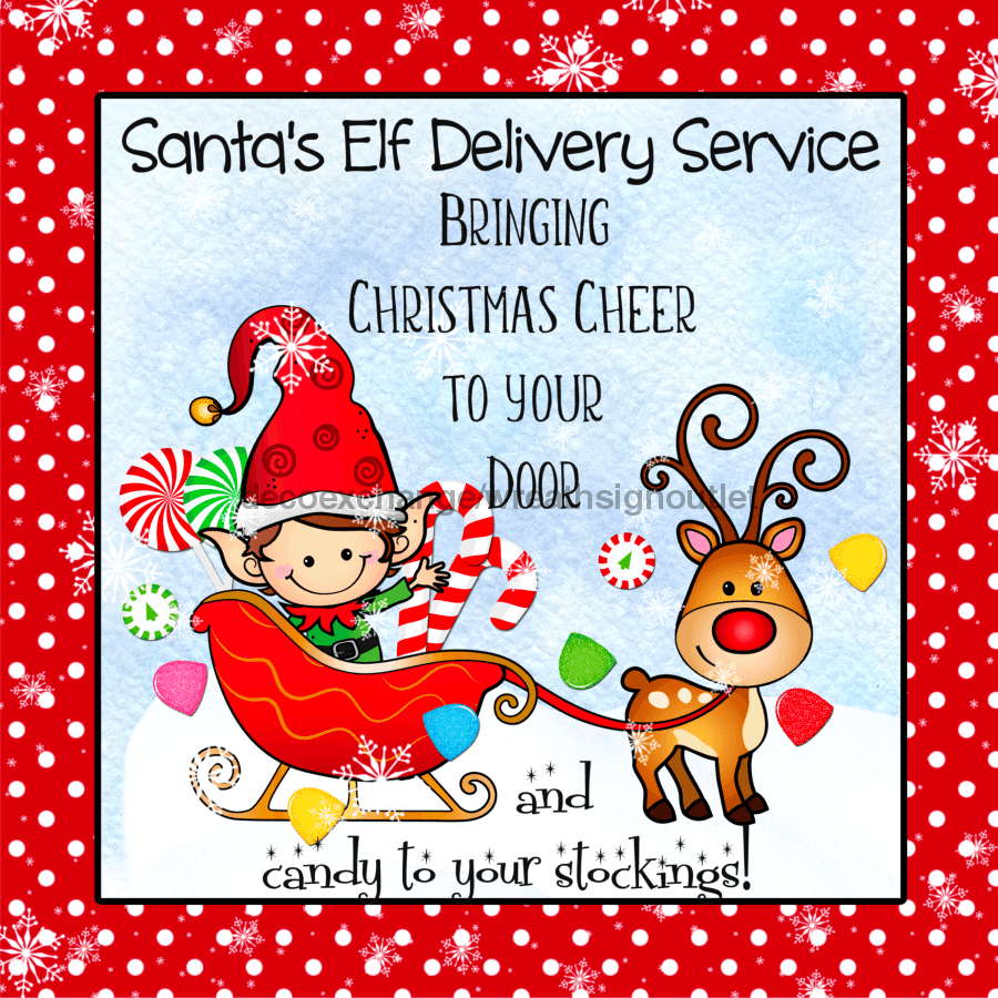 Wreath Sign, Santa Sleigh Sign, Christmas Sign, 10x10" Metal Sign DECOE-836, Sign For Wreath, DecoExchange - DecoExchange