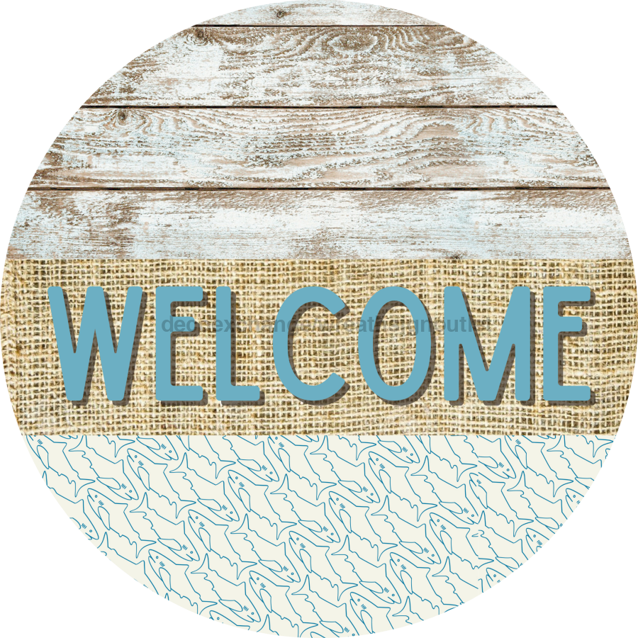 Wreath Sign, Shark Sign, Crustaceancore Sign, DECOE-2093, Sign For Wreath, Round Sign, DecoExchange - DecoExchange¬Æ