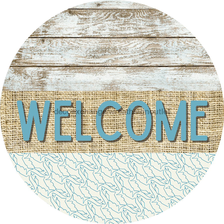 Wreath Sign, Shark Sign, Crustaceancore Sign, DECOE-2093, Sign For Wreath, Round Sign 8 round, metal sign, nautical