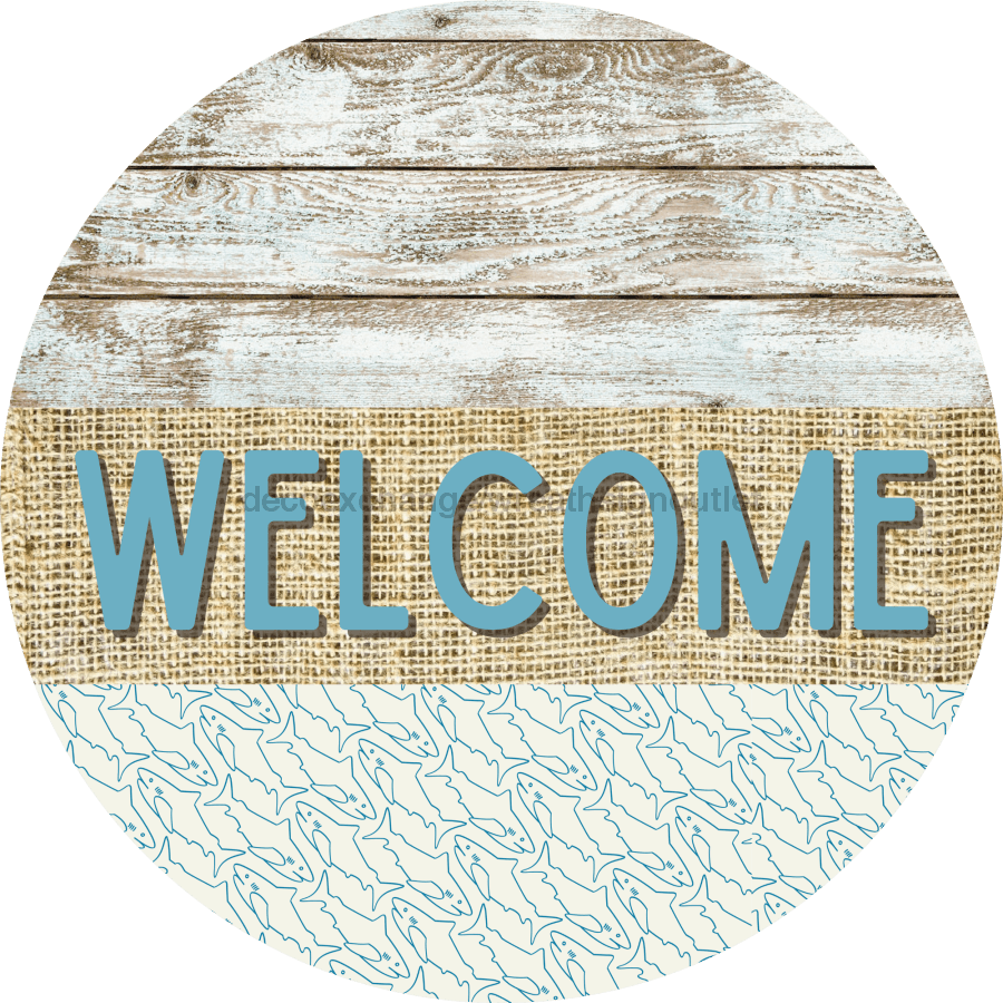 Wreath Sign, Shark Sign, Crustaceancore Sign, DECOE-2093, Sign For Wreath, Round Sign, DecoExchange - DecoExchange¬Æ
