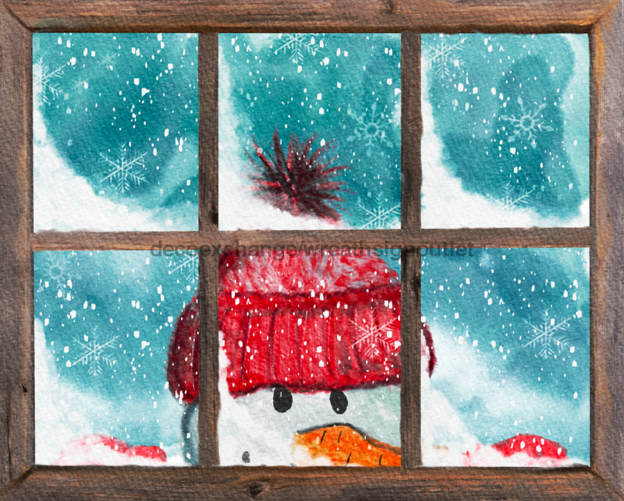 Wreath Sign, Snowman Sign, Christmas Sign, 8x10"Metal Sign DECOE-354, Sign For Wreath, DecoExchange - DecoExchange