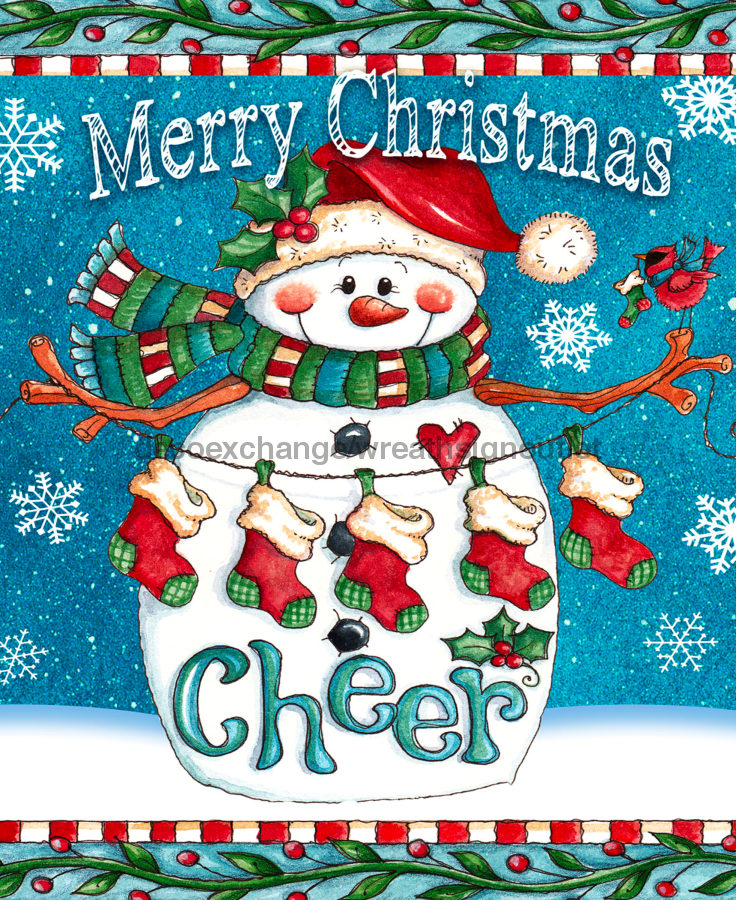 Wreath Sign, Snowman Stockings Sign, 8x10"Metal Sign DECOE-336, Sign For Wreath, DecoExchange - DecoExchange