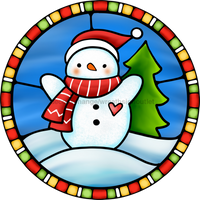 Thumbnail for Wreath Sign, Snowman Sign, Winter Sign, Stained Glass, DECOE-1107, Sign For Wreath, DecoExchange - DecoExchange¬Æ
