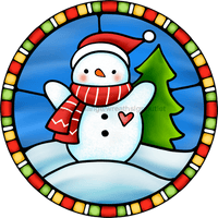 Thumbnail for Wreath Sign, Snowman Sign, Winter Sign, Stained Glass, DECOE-1107, Sign For Wreath, DecoExchange - DecoExchange¬Æ