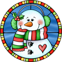 Thumbnail for Wreath Sign, Snowman Sign, Winter Sign, Stained Glass, DECOE-1118, Sign For Wreath, DecoExchange - DecoExchange¬Æ
