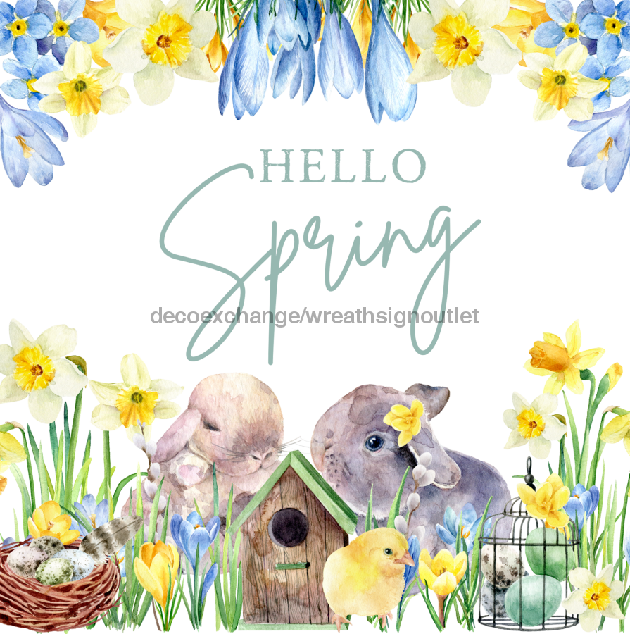 Wreath Sign, Spring Sign, 10"x10" Metal Sign DECOE-598, Sign For Wreath, DecoExchange - DecoExchange