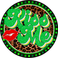Thumbnail for St Patricks Day Clover Leopard 10" Metal Wreath Sign - DECOE-234