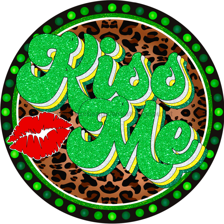 St Patricks Day Clover Leopard 18" Wood Door Hanger - DECOE-234-DH