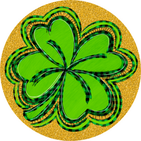 Thumbnail for St Patricks Day Four Leaf Clover 10" Metal Wreath Sign - DECOE-236