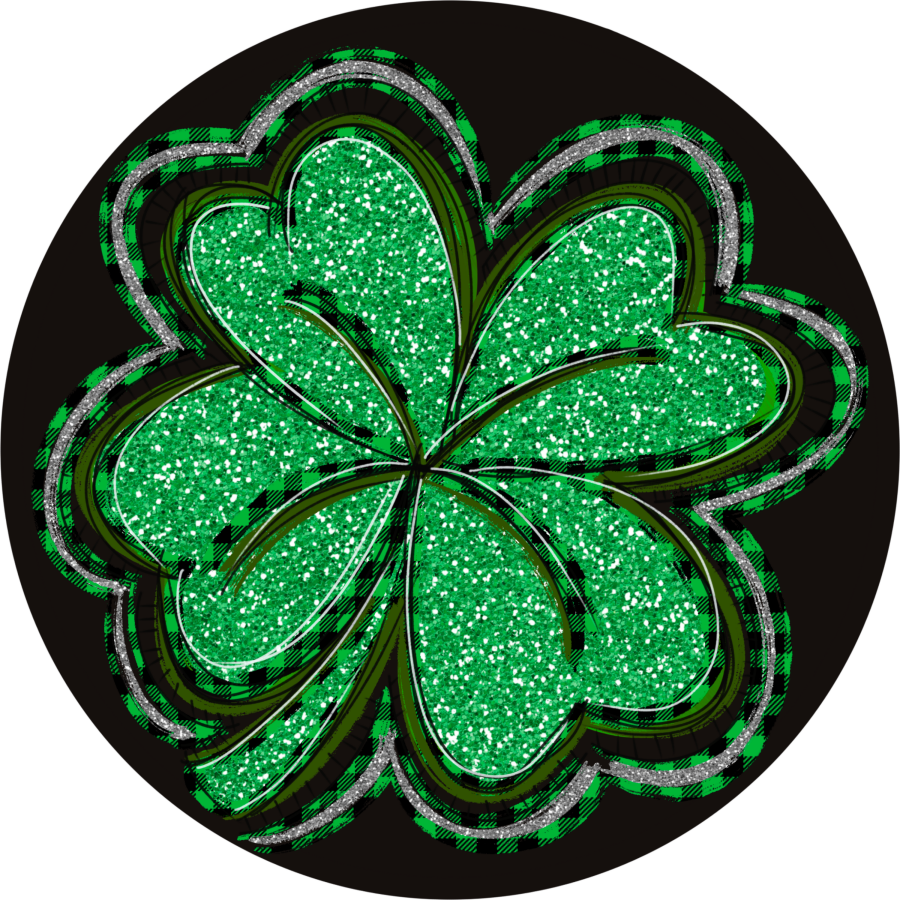 St Patricks Day Four Leaf Clover 10" Metal Wreath Sign - DECOE-237
