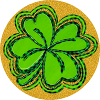 Thumbnail for St Patricks Day Four Leaf Clover 12" Metal Wreath Sign - DECOE-236A
