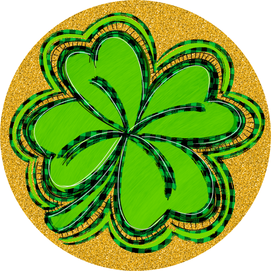 St Patricks Day Four Leaf Clover 12" Metal Wreath Sign - DECOE-236A