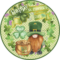 Thumbnail for St Patricks Day Gnome 10" Metal Wreath Sign - DECOE-279