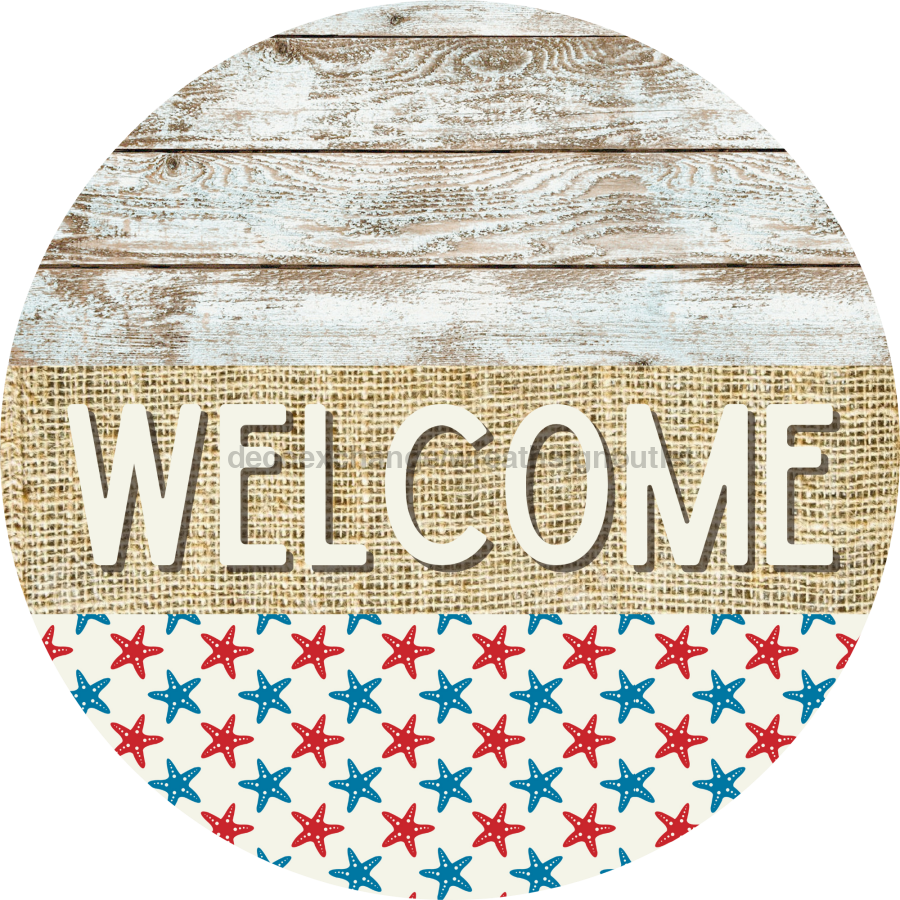 Wreath Sign, Starfish Sign, Crustaceancore Sign, DECOE-2091, Sign For Wreath, Round Sign, DecoExchange - DecoExchange¬Æ