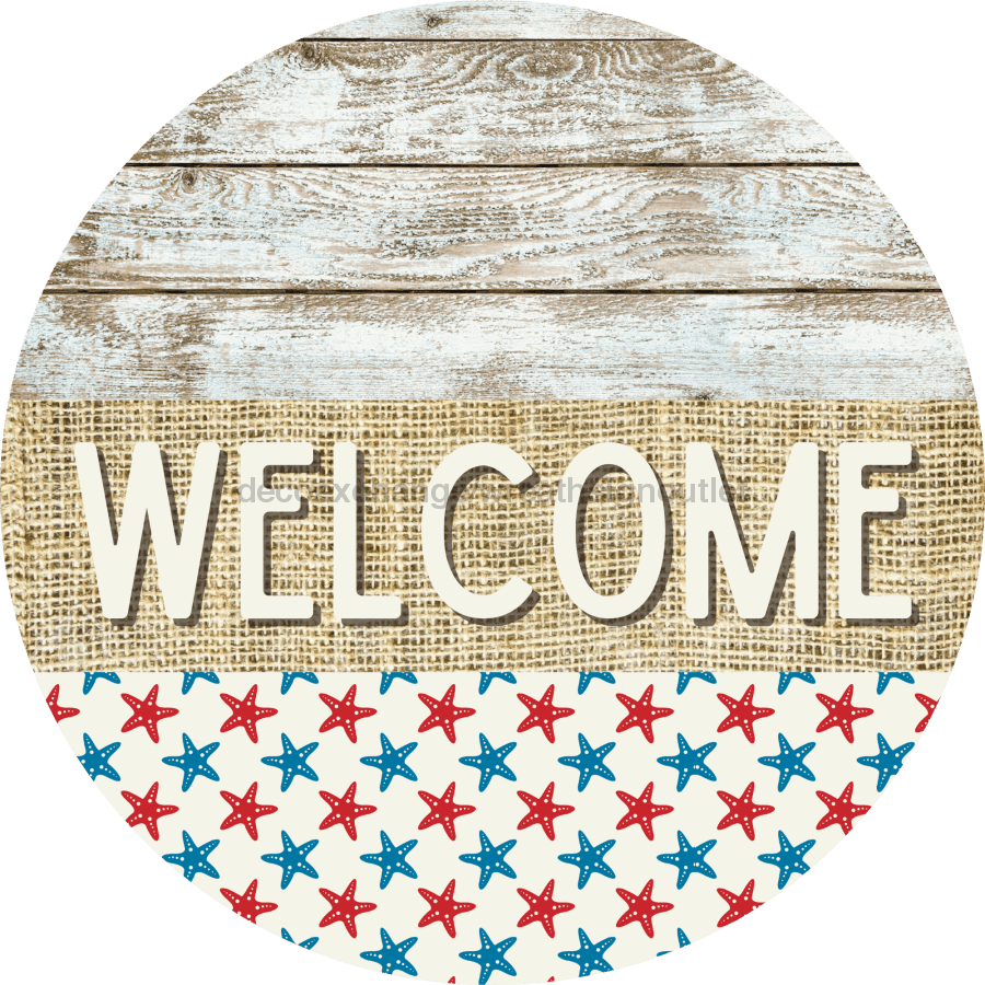 Wreath Sign, Starfish Sign, Crustaceancore Sign, DECOE-2091, Sign For Wreath, Round Sign, DecoExchange - DecoExchange¬Æ