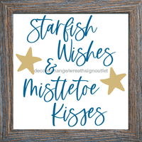 Thumbnail for Wreath Sign, Starfish Wishes, Beach Christmas Sign, 10