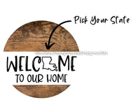 Thumbnail for Wreath Sign State Welcome Custom Decoe-2351 For Round 18 Wood