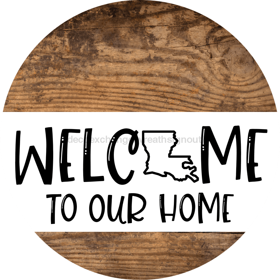Wreath Sign State Welcome Custom Decoe-2351 For Round 18 Wood