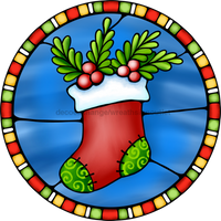 Thumbnail for Wreath Sign, Stocking Sign, Christmas Sign, Stained Glass, DECOE-1119, Sign For Wreath, DecoExchange - DecoExchange¬Æ