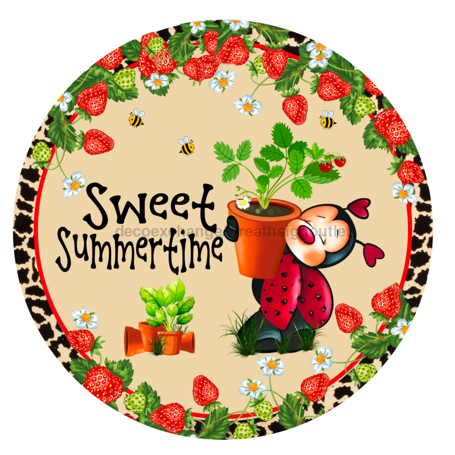 Summer Lady Bug 10" Metal Wreath Sign - DECOE-289