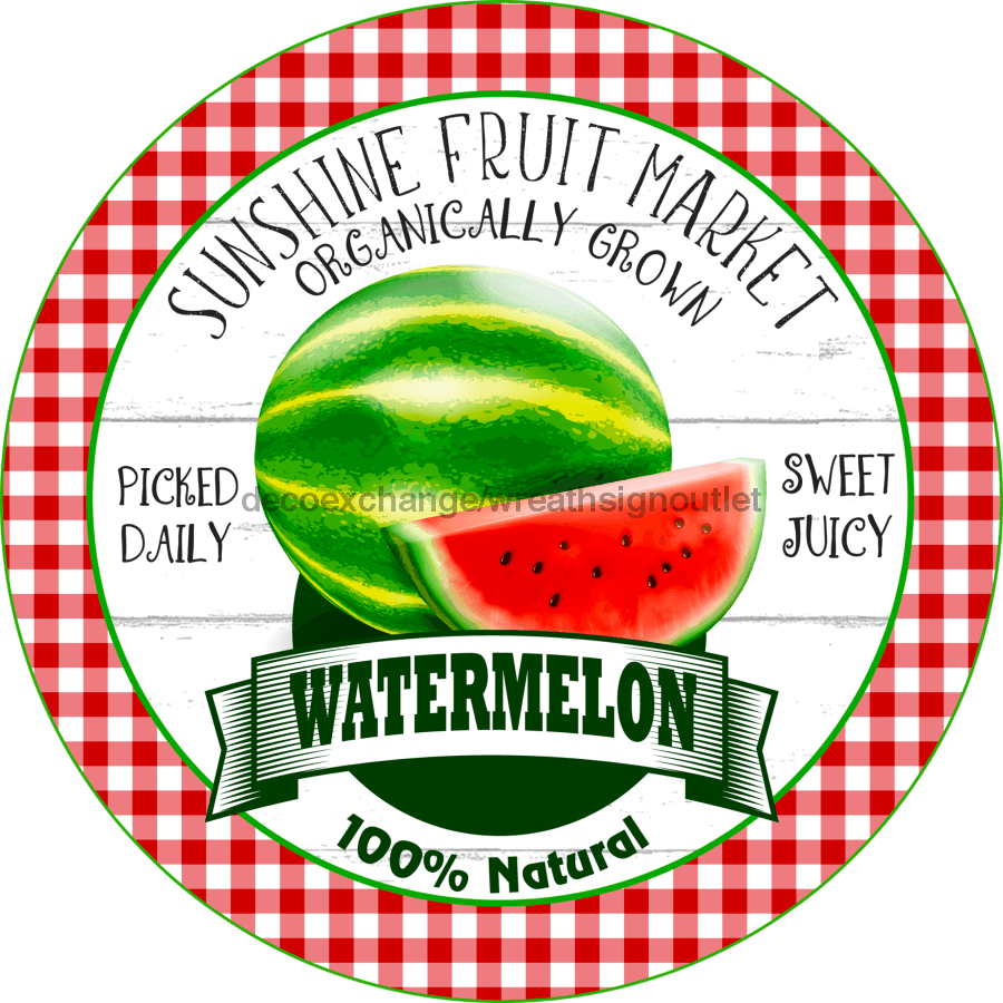 Wreath Sign, Summer Sign, Watermelon Sign, 12" Round Metal Sign DECOE-820, Sign For Wreath, DecoExchange - DecoExchange