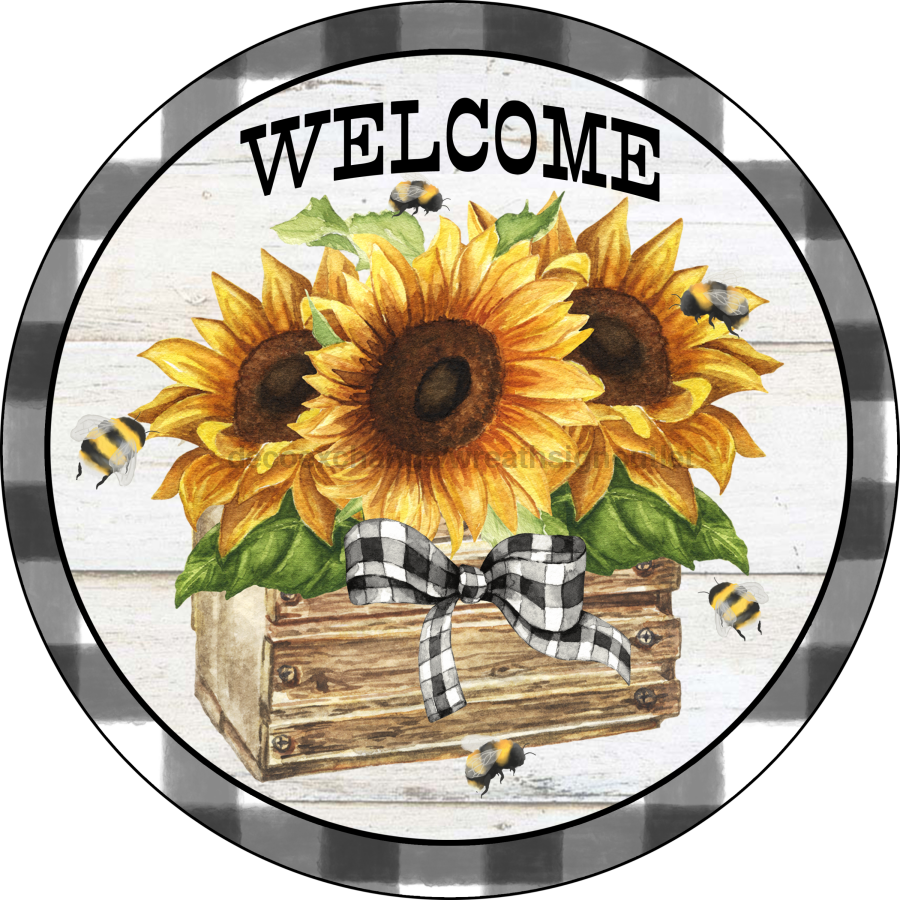 Sunflower Welcome 18" Wood Door Hanger - DECOE-260-DH