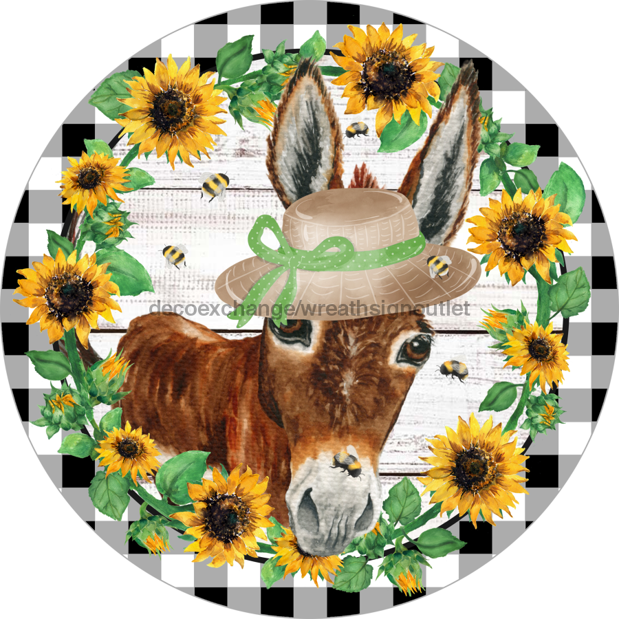 Wreath Sign, Sunflowers Sign, Farm Sign, Donkey Sign, Welcome Sign, Round Sign, DECOE-513, Sign For Wreath,  wood wreath sign, 10 round, fall, funny, pet