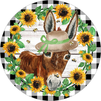Thumbnail for Wreath Sign, Sunflowers Sign, Farm Sign, Donkey Sign, Welcome Sign, Round Sign, DECOE-513, Sign For Wreath,  wood wreath sign, 10 round, fall, funny, pet