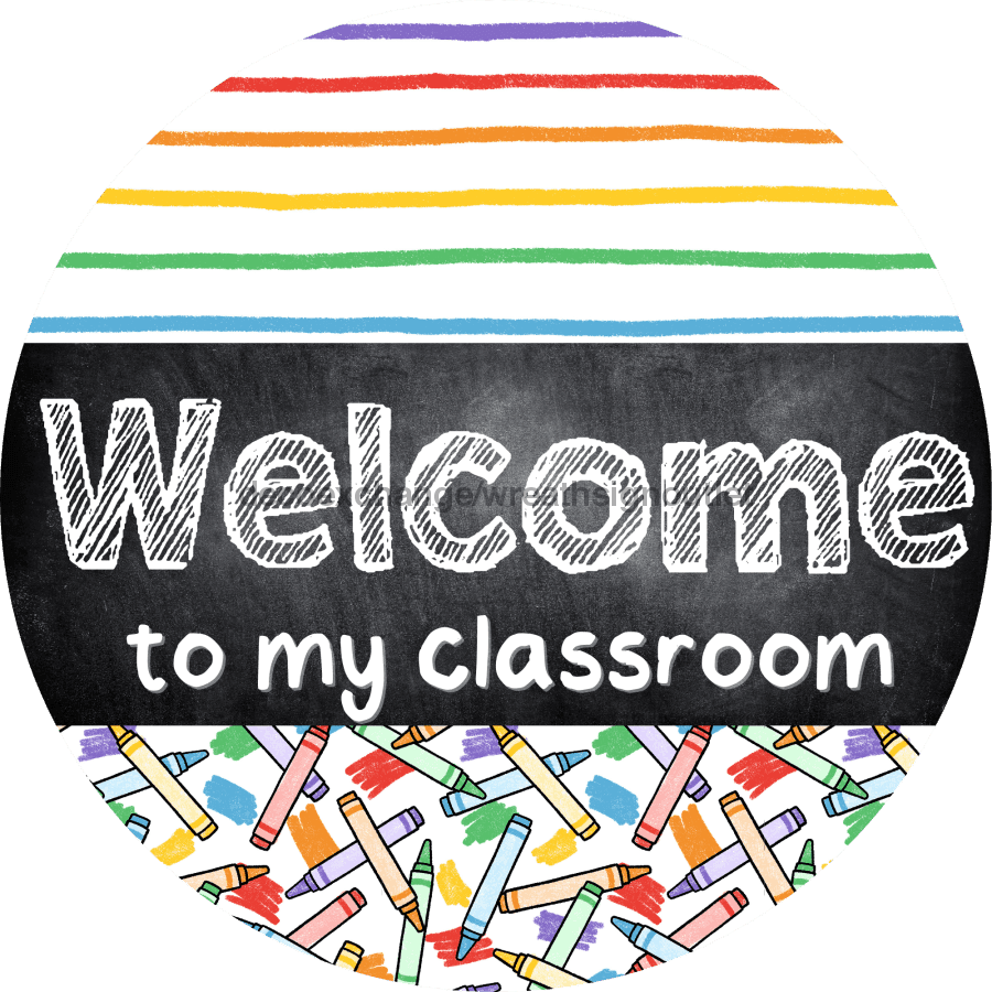 Wreath Sign, Teacher Sign, Classroom Sign, DECOE-2097, Sign For Wreath, Round Sign metal sign, 12 round, occupational