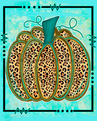 Thumbnail for Wreath Sign, Teal Animal Print Pumpkin Sign, Fall Sign, 8x10