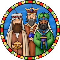 Thumbnail for Wreath Sign, Three Wise Men Sign, Christmas Sign, Stained Glass, DECOE-1122, Sign For Wreath, DecoExchange - DecoExchange¬Æ