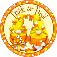 Thumbnail for Wreath Sign, Trick or Treat Sign, Halloween Sign, Candy Corn, DECOE-2112, Sign For Wreath, Round Sign, DecoExchange - DecoExchange¬Æ