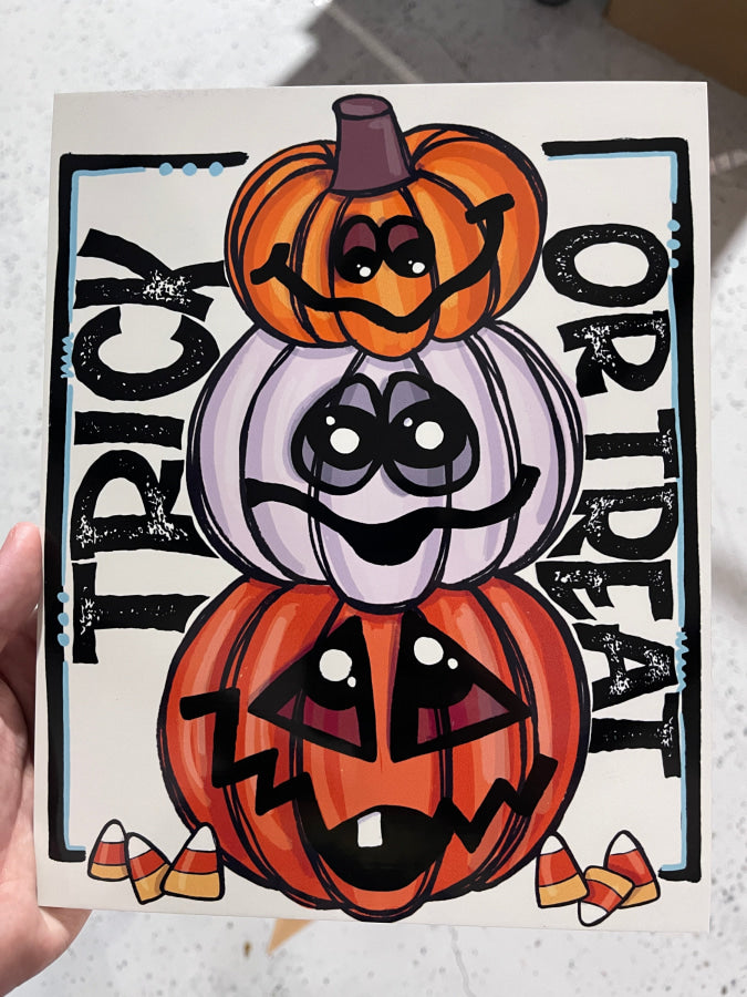 Trick Or Treat Pumpkins Blue Halloween 8x10" Metal Wreath Sign - DECOE-154B