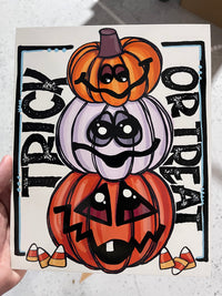 Thumbnail for Trick Or Treat Pumpkins Blue Halloween 8x10" Metal Wreath Sign - DECOE-154B