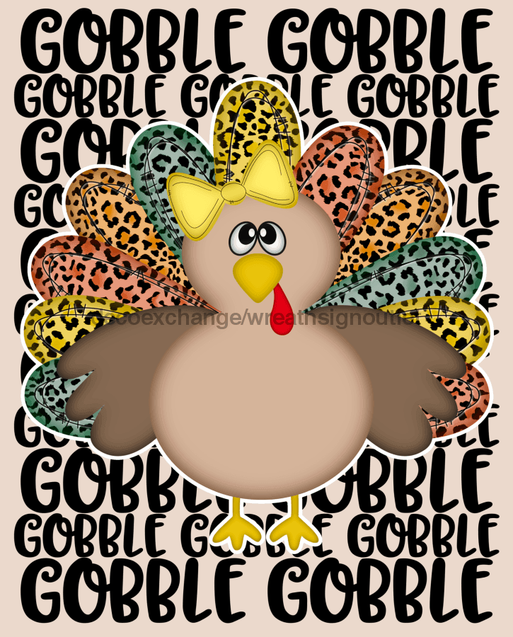 Wreath Sign, Turkey Fall Sign, Gobble Typography Sign, 8"x10" Metal Sign DECOE-939, DecoExchange, Sign For Wreaths - DecoExchange
