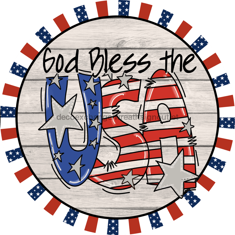 Wreath Sign, USA Sign, Patriotic Sign, DECOE-1016, Sign For Wreath 10 round, Patriotic, metal sign