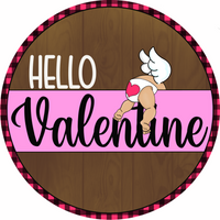 Thumbnail for Valentine Hello Cupid 10" Metal Wreath Sign - CR-026