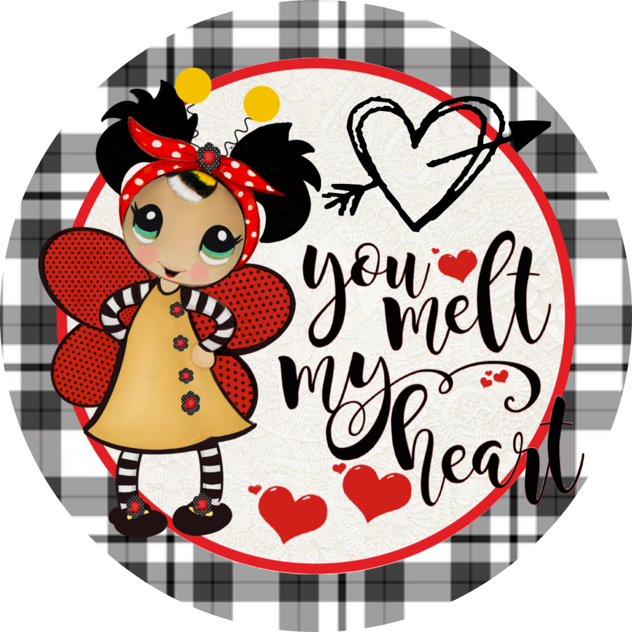 Valentine Love Bug 10" Metal Wreath Sign - DECOE-292