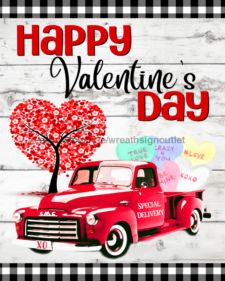 Wreath Sign, Valentine Truck, Valentine Sign, 8x10