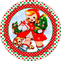Thumbnail for Wreath Sign, Vintage Christmas Sign, Christmas Girl, 10